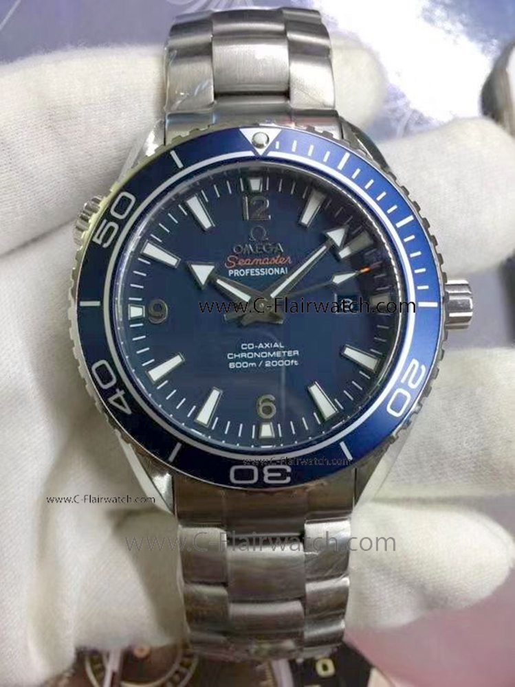 Fake Omega Planet Ocean Stainless Steel Blue Dial Mens Watches